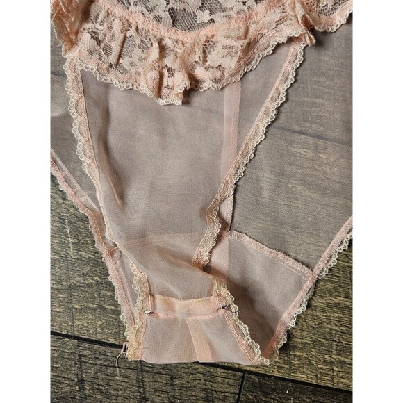 Victoria's Secret Vintage Gold Label 90's Chiffon & Lace Pink Teddy Small - Picture 2 of 7